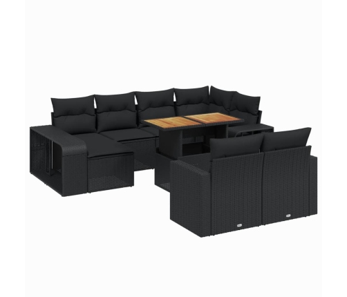 vidaXL 11-daļīgs dārza dīvāna komplekts, matrači, melna PE rotangpalma