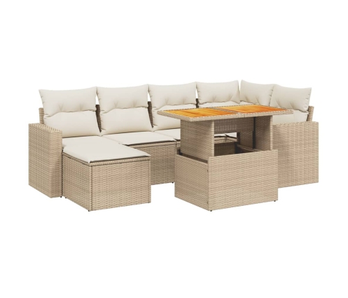 vidaXL 11-daļīgs dārza dīvāna komplekts, matrači, bēša PE rotangpalma