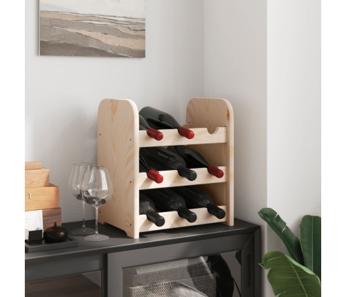 vidaXL vīna pudeļu plaukts, 33x25x37 cm, priedes masīvkoks