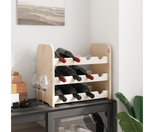 vidaXL vīna pudeļu plaukts, 43x25x37 cm, priedes masīvkoks