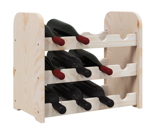 vidaXL vīna pudeļu plaukts, 43x25x37 cm, priedes masīvkoks