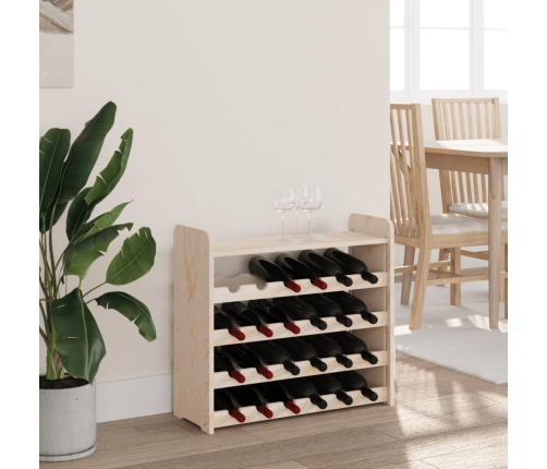 vidaXL vīna pudeļu plaukts, 67,5x25x60 cm, priedes masīvkoks