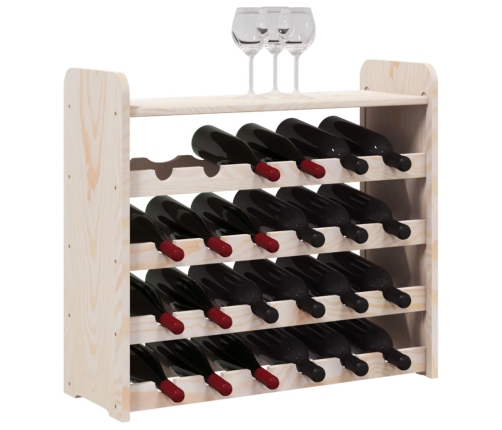 vidaXL vīna pudeļu plaukts, 67,5x25x60 cm, priedes masīvkoks