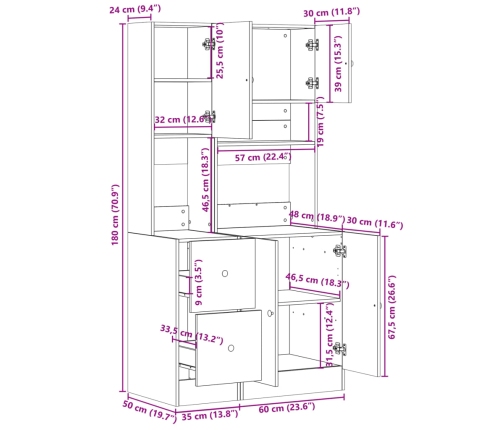 Virtuves Skapītis, Balts, 95X50X180 Cm, Inženierijas Koks Vidaxl