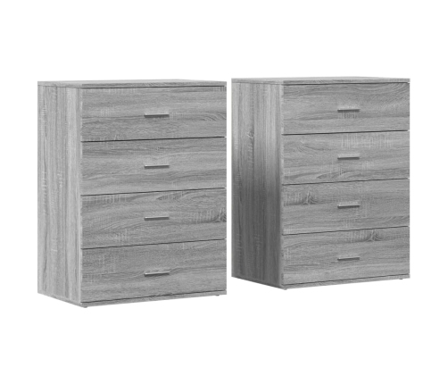 vidaXL kumodes, 2 gab., pelēka ozola, 60x39x80 cm, inženierijas koks