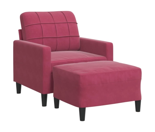vidaXL atpūtas krēsls ar kājsoliņu, 60 cm, vīnsarkans samts