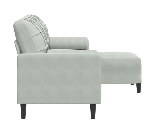 vidaXL trīsvietīgs dīvāns ar kājsoliņu, 180 cm, gaiši pelēks samts