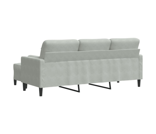 vidaXL trīsvietīgs dīvāns ar kājsoliņu, 180 cm, gaiši pelēks samts