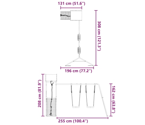 vidaXL āra rotaļu laukums, impregnēts priedes koks