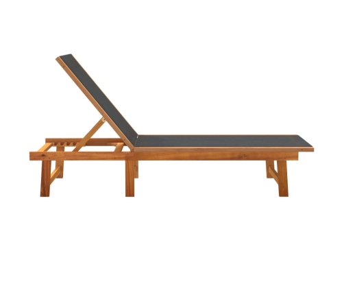 Sauļošanās Zviļņi, 2 Gb., Melni, Akācijas Masīvkoks, Tekstilēns Vidaxl