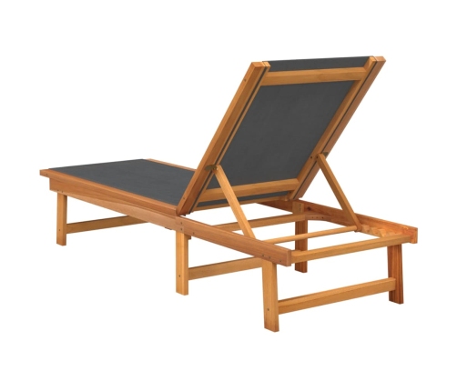 Sauļošanās Zviļņi, 2 Gb., Melni, Akācijas Masīvkoks, Tekstilēns Vidaxl