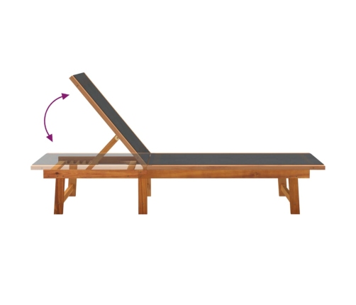 Sauļošanās Zviļņi, 2 Gb., Melni, Akācijas Masīvkoks, Tekstilēns Vidaxl