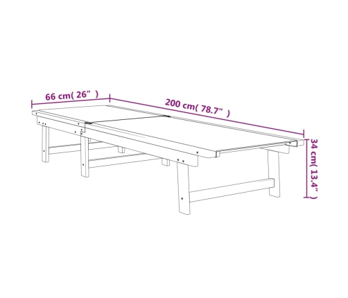 Sauļošanās Zviļņi, 2 Gb., Melni, Akācijas Masīvkoks, Tekstilēns Vidaxl
