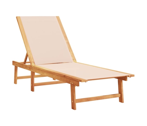 vidaXL sauļošanās zviļņi, 2 gb., krēmkrāsas, akācijas koks, tekstilēns