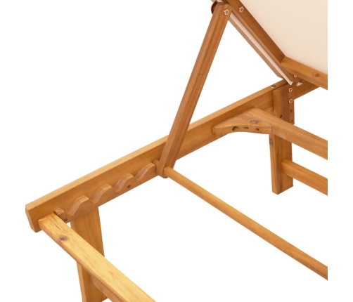 vidaXL sauļošanās zviļņi, 2 gb., krēmkrāsas, akācijas koks, tekstilēns