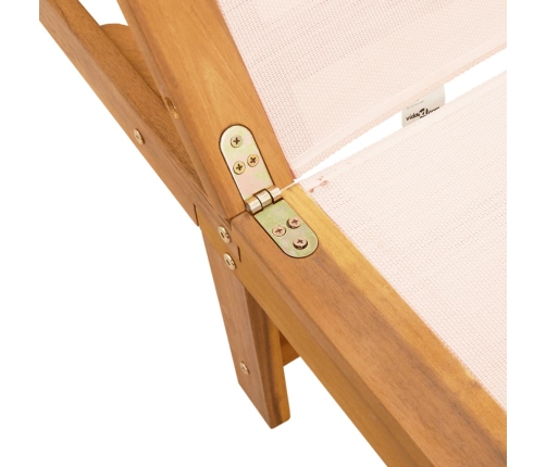 vidaXL sauļošanās zviļņi, 2 gb., krēmkrāsas, akācijas koks, tekstilēns