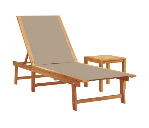 vidaXL sauļošanās zviļņi, 2 gb., pelēkbrūni, akācijas koks, tekstilēns