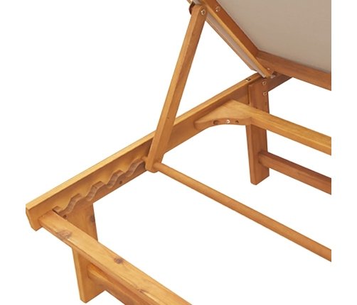 vidaXL sauļošanās zviļņi, 2 gb., pelēkbrūni, akācijas koks, tekstilēns