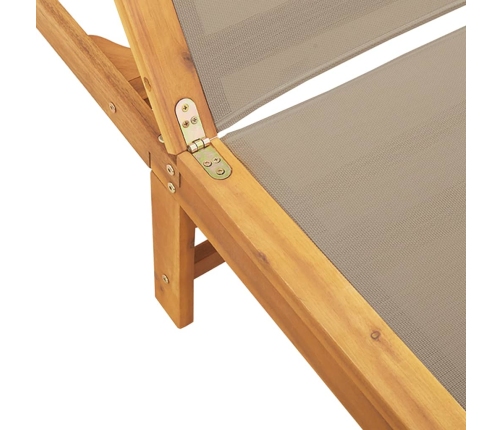 vidaXL sauļošanās zviļņi, 2 gb., pelēkbrūni, akācijas koks, tekstilēns