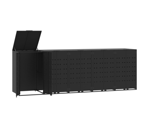 vidaXL atkritumu tvertņu novietne, melna, 345x79x117 cm, tērauds