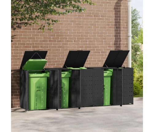 vidaXL atkritumu tvertņu novietne, melna, 345x79x117 cm, tērauds