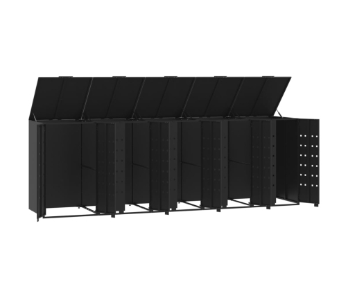 vidaXL atkritumu tvertņu novietne, melna, 345x79x117 cm, tērauds