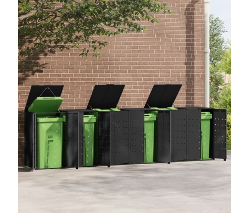 Atkritumu Tvertņu Novietne, Melna, 414X79X117 Cm, Tērauds Vidaxl