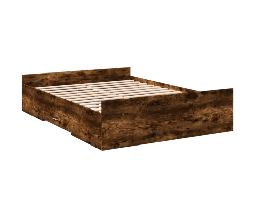 vidaXL gultas rāmis ar atvilktnēm, ozola, 120x200cm, inženierijas koks
