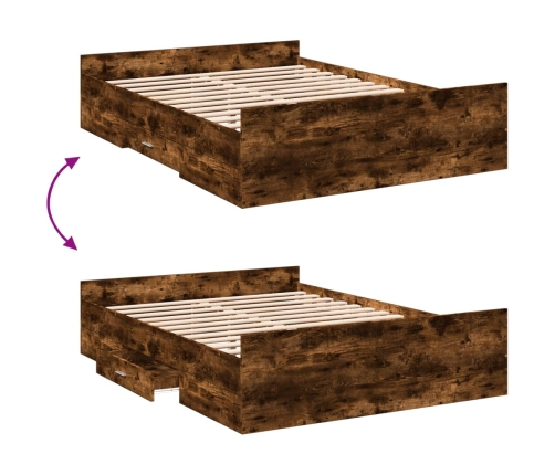 vidaXL gultas rāmis ar atvilktnēm, ozola, 120x200cm, inženierijas koks