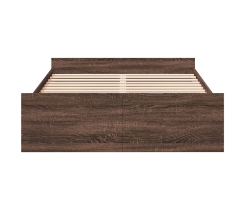 vidaXL gultas rāmis ar atvilktnēm, brūns, 120x200cm, inženierijas koks