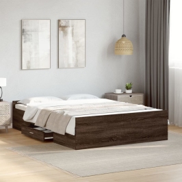 Gultas Rāmis Ar Atvilktnēm, Brūns, 120X200Cm, Inženierijas Koks Vidaxl