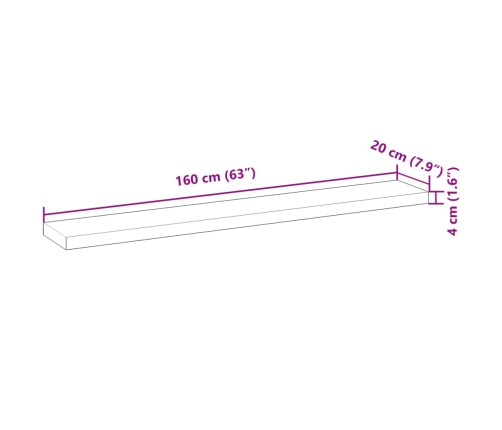 vidaXL sienas plaukts, 160x20x4 cm, neapstrādāts akācijas masīvkoks