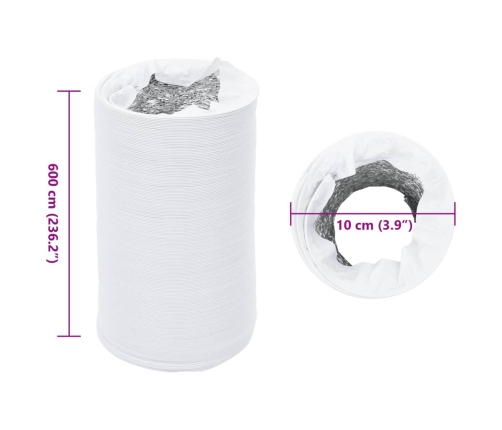 vidaXL ventilācijas kanāls, alumīnijs, 6 m, Ø10 cm, PVC