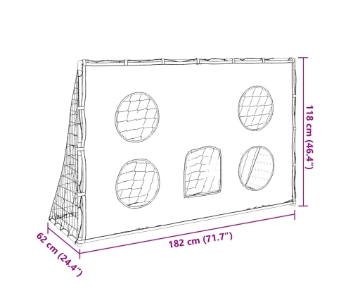 vidaXL bērnu futbola vārti ar mērķēšanas sienu un bumbu, 182x62x118 cm