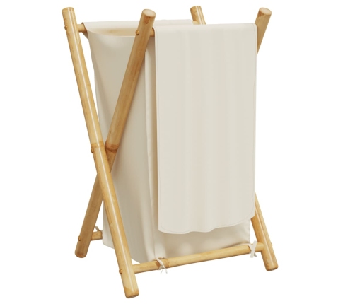 vidaXL veļas grozs, krēmbalts, 41,5x36x63,5 cm, bambuss