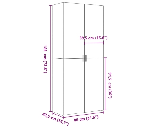 vidaXL augstais skapītis balts 80x42,5x185 inženierijas koks