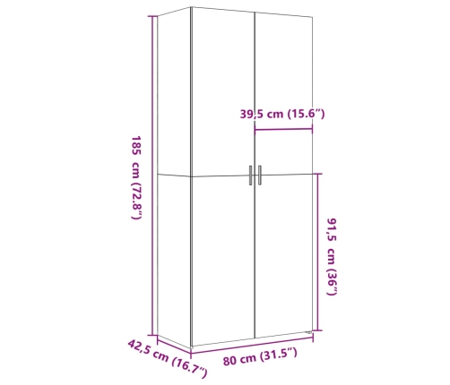 vidaXL augstais skapītis koka krāsa 80x42,5x185 inženierijas koks