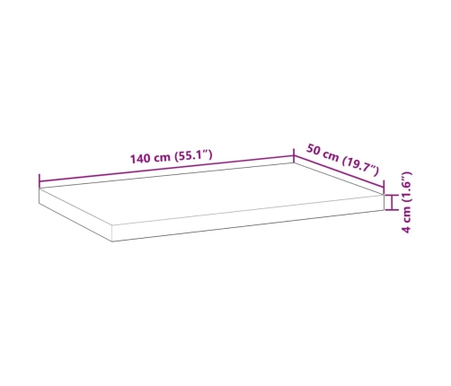 vidaXL galda virsma, 140x50x4 cm, taisnstūra, akācijas masīvkoks