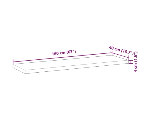 vidaXL galda virsma, 160x40x4 cm, taisnstūra, akācijas masīvkoks