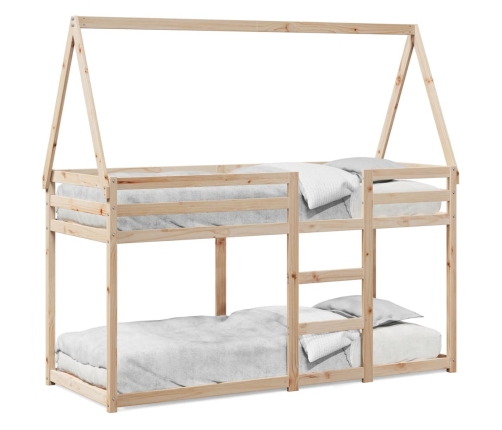 vidaXL divstāvu gulta ar jumtu, 80x200 cm, priedes masīvkoks