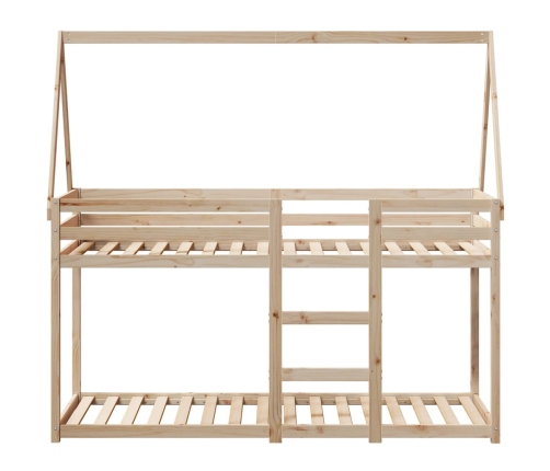 vidaXL divstāvu gulta ar jumtu, 80x200 cm, priedes masīvkoks