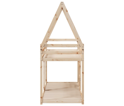 vidaXL divstāvu gulta ar jumtu, 80x200 cm, priedes masīvkoks