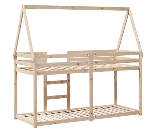 vidaXL divstāvu gulta ar jumtu, 80x200 cm, priedes masīvkoks