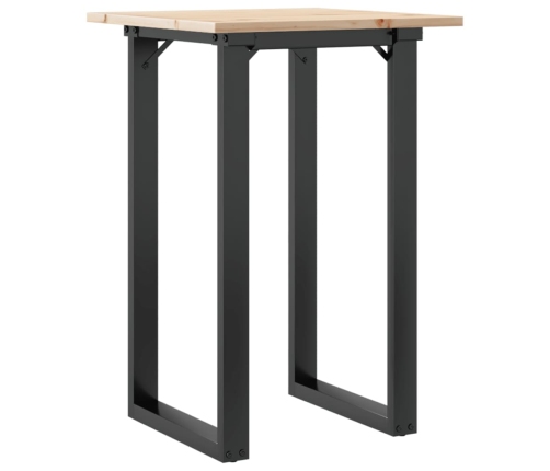 vidaXL virtuves galds, O-rāmis, 50x50x75 cm, priedes koks, čuguns