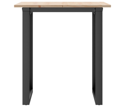 vidaXL virtuves galds, O-rāmis, 70x70x75 cm, priedes koks, čuguns