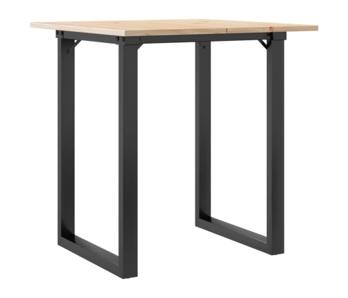 vidaXL virtuves galds, O-rāmis, 70x70x75 cm, priedes koks, čuguns