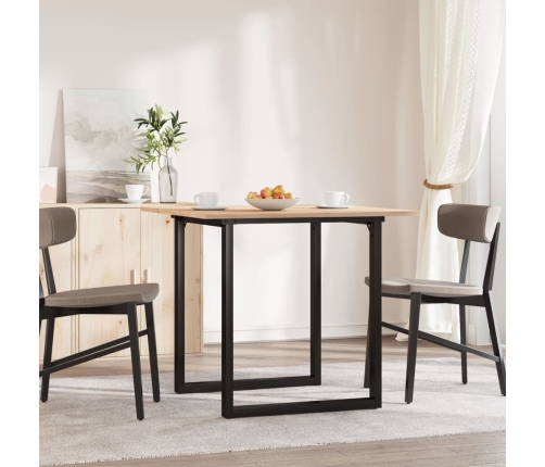 vidaXL virtuves galds, O-rāmis, 80x80x75 cm, priedes koks, čuguns