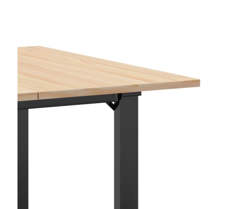 vidaXL virtuves galds, O-rāmis, 80x80x75 cm, priedes koks, čuguns