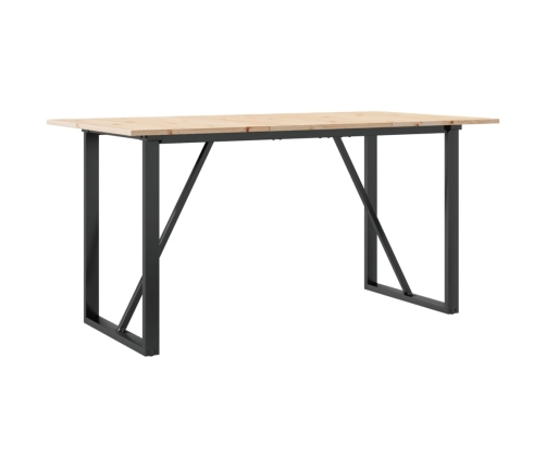 vidaXL virtuves galds, O-rāmis, 140x80x75 cm, priedes koks, čuguns