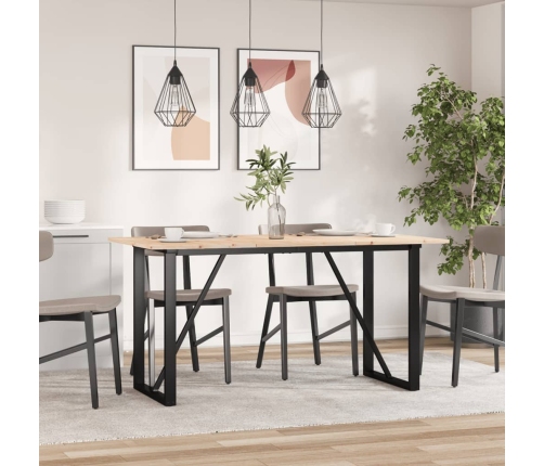 vidaXL virtuves galds, O-rāmis, 140x80x75 cm, priedes koks, čuguns